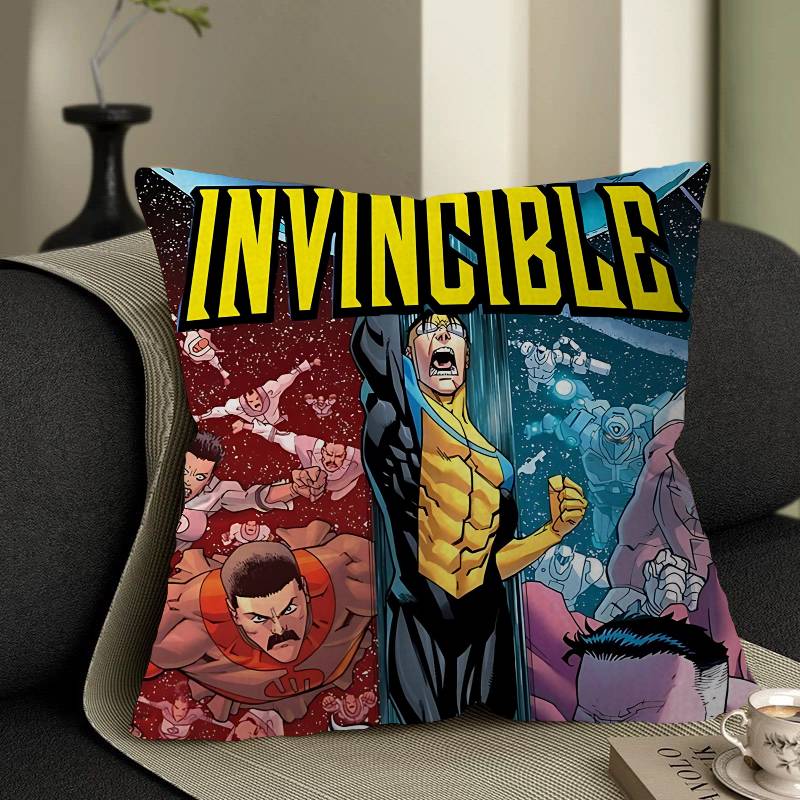 Superhero Series I-Invincible Movie Pillow Covers Cartoon Sofa Decorative Home Double-sided Printing Short Plush Cute Cushion