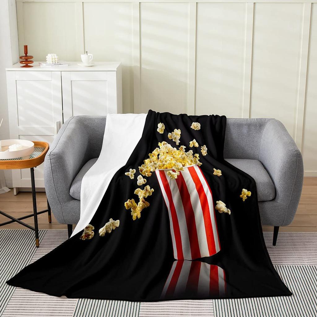 Popcorn Pattern Series Printed Blanket for Sofa Bed Travel Camping Living Room Office Conditioning Blanket for All Seasons Gifts