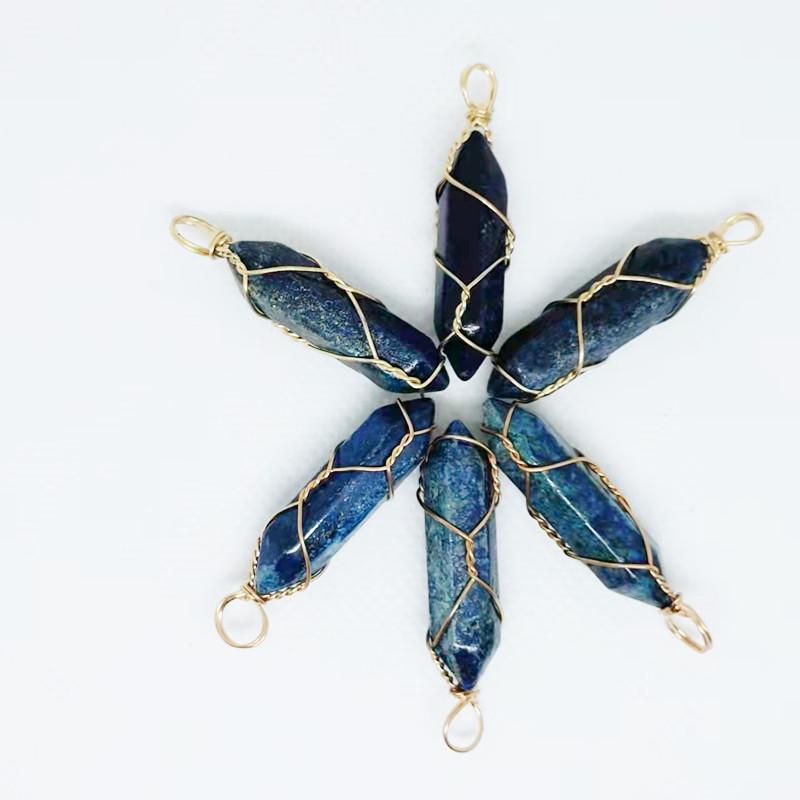 Hexagonal Double-Ended Crystal Pendant DIY Jewelry Accessory