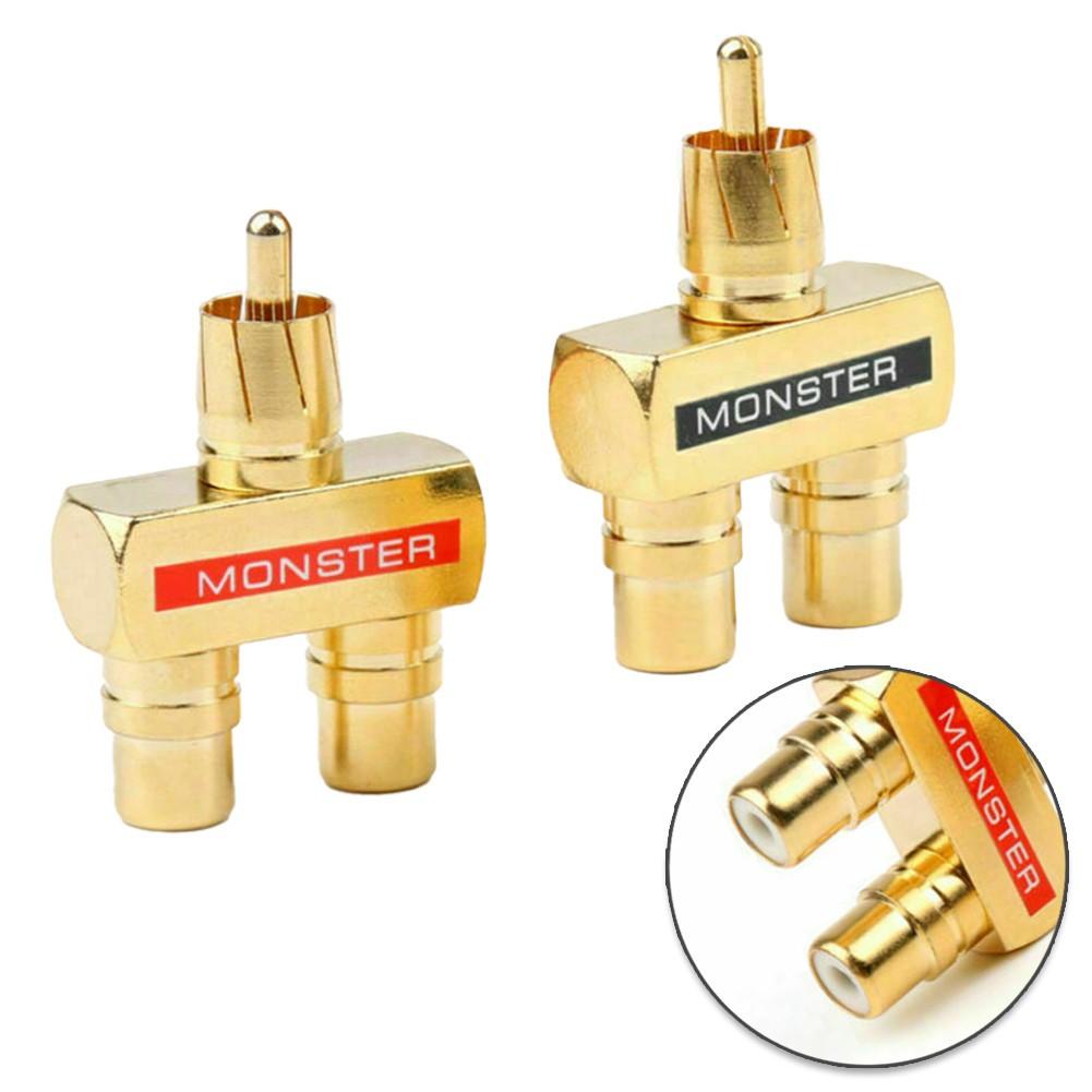 2 stücke Für RCA Audio Y Splitter Stecker Adapter 1 Stecker auf 2 Buchse Vergoldet
