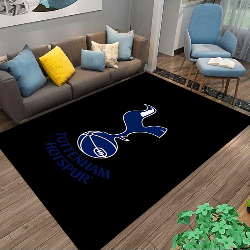 "Tottenham Hotspur Logo Printed Carpet Black Soft Floor Mat" Suitable for use as an anti-slip for living room bedroom sofas