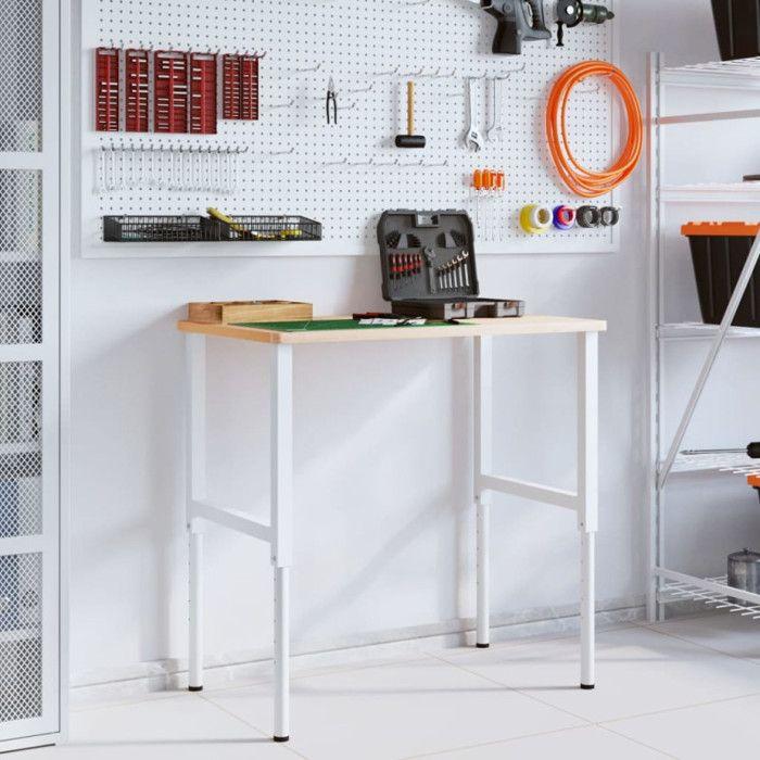 VidaXL Établi 100x60x(71,5-98) cm bois massif de hêtre rectangulaire, table de travail, poste de travail, table de travail 3309704