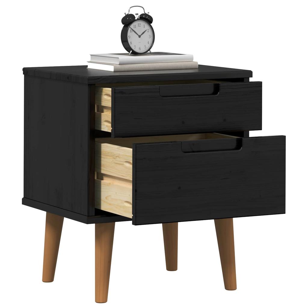Nightstand Black 40 X 35 X 48 Cm Solid Pine Wood