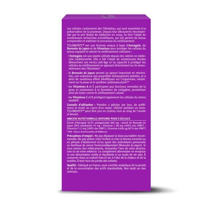 Complément Alimentaire - Phyto Research - Telomerys - 60 Gélules - Vegan - Anti-âge