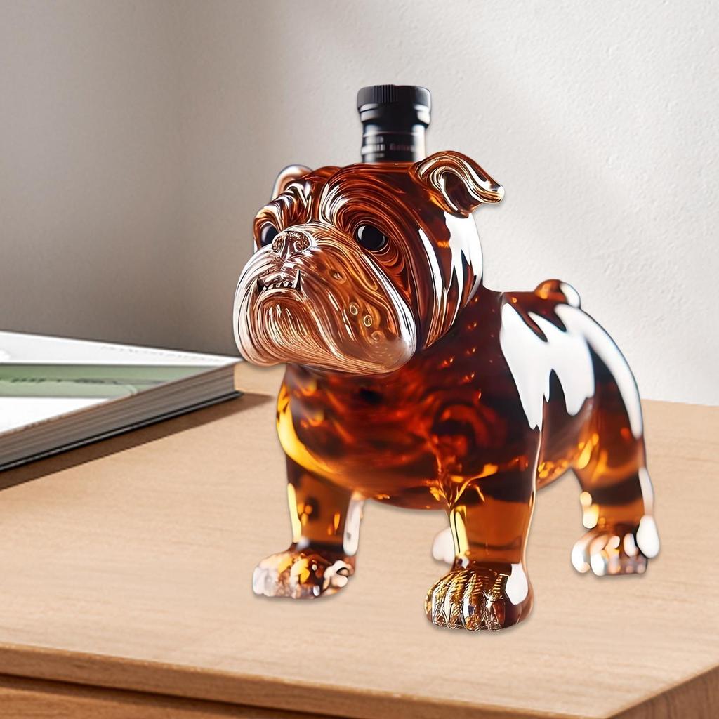 Whiskey Bottle Dog Decanter Funny Glass Collectible Novelty Bulldog Whiskey Bottle for Men Home Tasting Beer Bar Decor Gifts