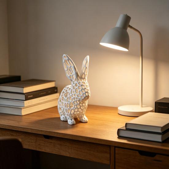 Easter Hollow Bunny Figurine 3D Printed Rabbit Statue for Home Office Table Bookshelf Decor Spring Party Supplies