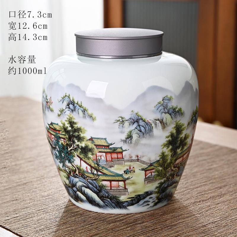 

Tin Lid Ceramic Tea Canister Sealed Moisture-proof Candy Storage Jar Home Desktop Decoration Jar Crafts Interior Aesthetic Decor