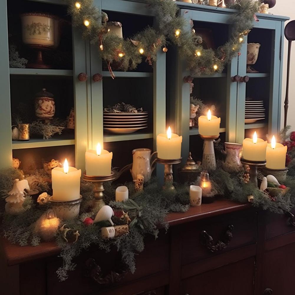Flickering Flameless Votive Candles with Timer Remote Control Realistic Electric Real Wax Candle for Christmas Wedding Halloween