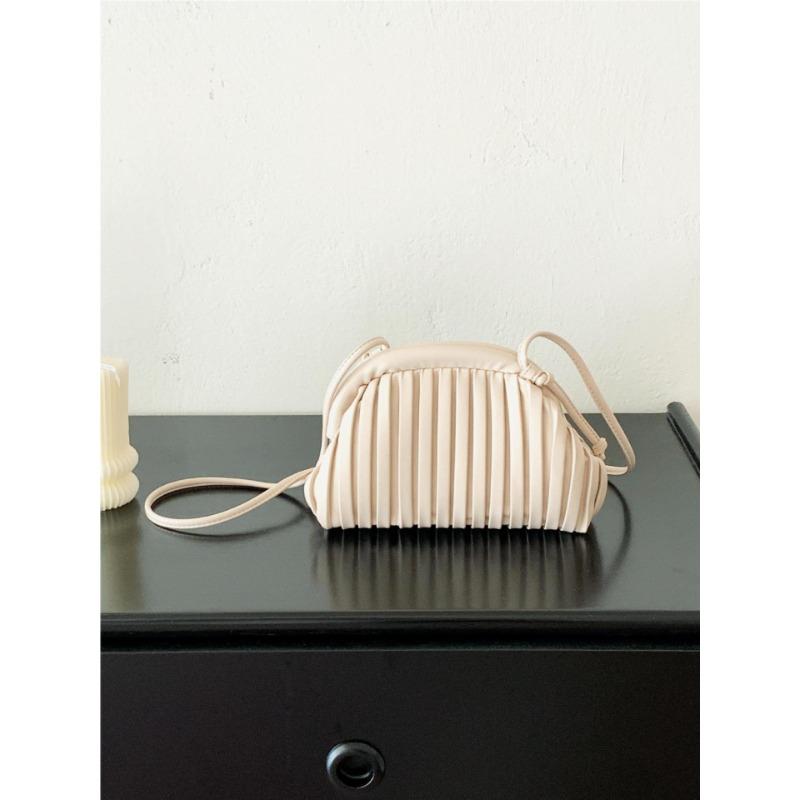Plissee-Tasche Damen modische Retro Nischendesign Clip Umhängetasche Damen modische Leder Messenger Bag Damen