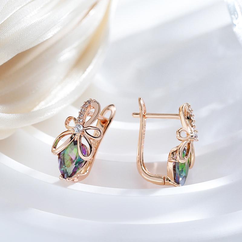 Unique Design Colorful Natural Zircon English Earrings For Women  Rose Gold Color High Quality Daily Fine Cute Jewelry
