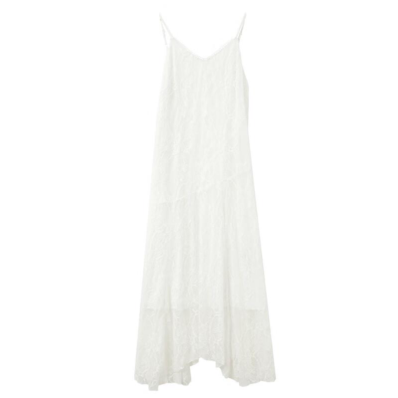 Sancai 2025 Summer Lace A-Line Long Spaghetti Strap Dress