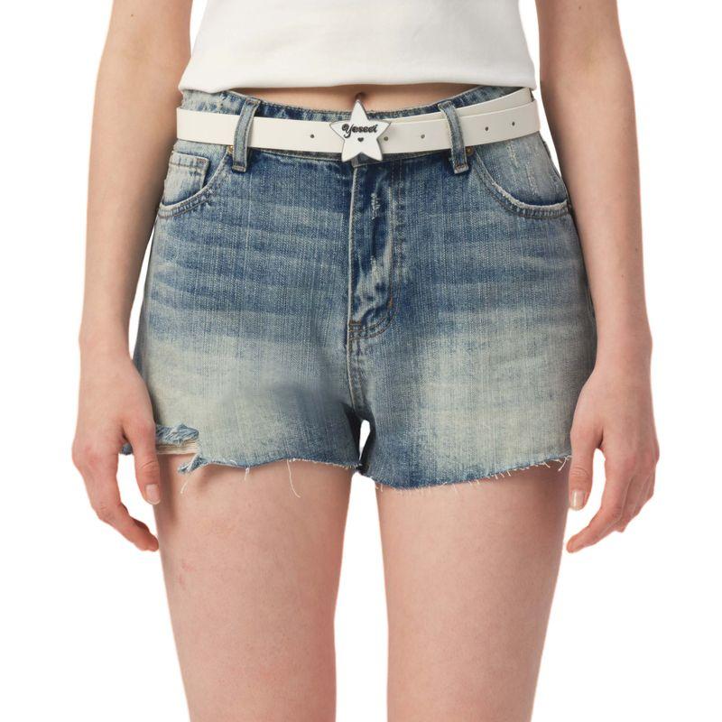 

Yescci Retro Damaged Demin shorts Women Tight Hot Pants Old Blue M