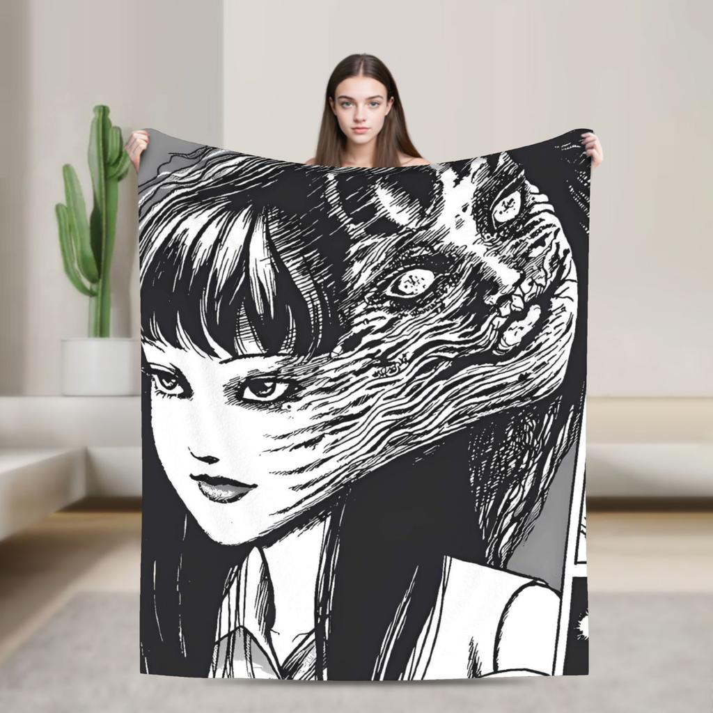 Tomie Junji Ito Blanket  Soft Fashion Plush Throw Blanket For Couch Chair Sofa Bed Travel Flannel Bedspread Bed Cover