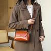 Vintage Oil Waxed Style Leather Crossbody - Mini Square Shoulder Wallet (Genuine Leather Multifunctional Women's Commuter Bag)