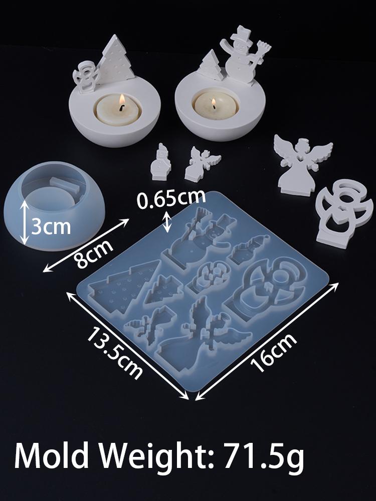 

Christmas Tree Snowman Angel Candlestick Mold DIY Christmas Ornament Gypsum Silicone Molds Resin Candle Holder Crafts Making