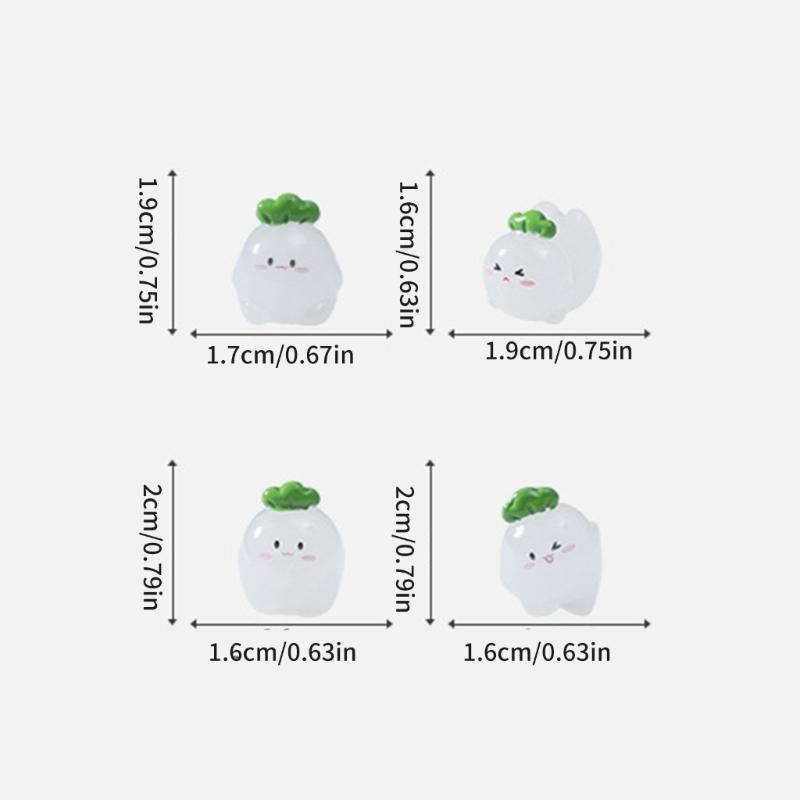 Radish Elf Miniature Figurines With Glowing In Dark Feature Creative Desktop Accessories For Outdoor Indoor Decoration