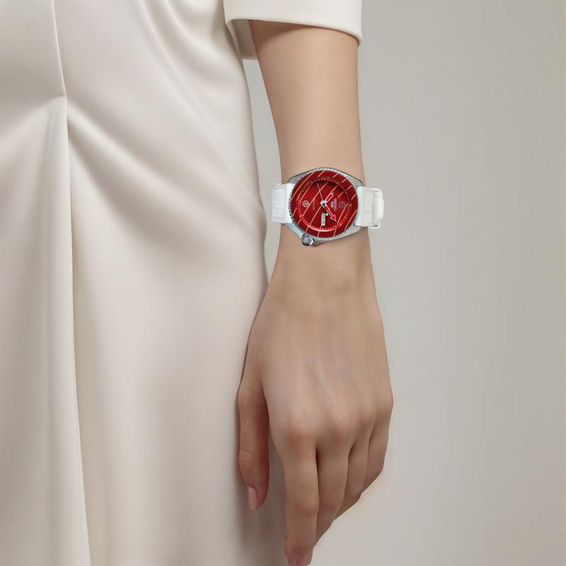 Seiko 5 Sports Series EVISEN SKATEBOARDS Watch Limited Edition Mechanical Movement Resin Rubber Strap Women's Watch Red Dial SRPF95