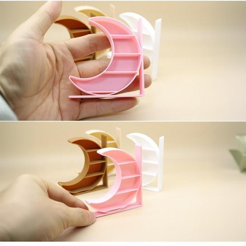 1:12 Dollhouse Miniature Moon Bookcase 4-Layer Storage Rack Display Cabinet Showcase Model Decor Toy Doll House Accessories