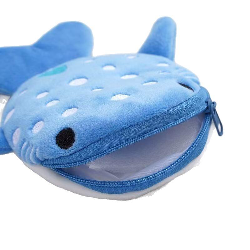 New Cartoon Shark Plush Coin Purse, Cute Pendant, Data Cable Bag, Zipper Bag