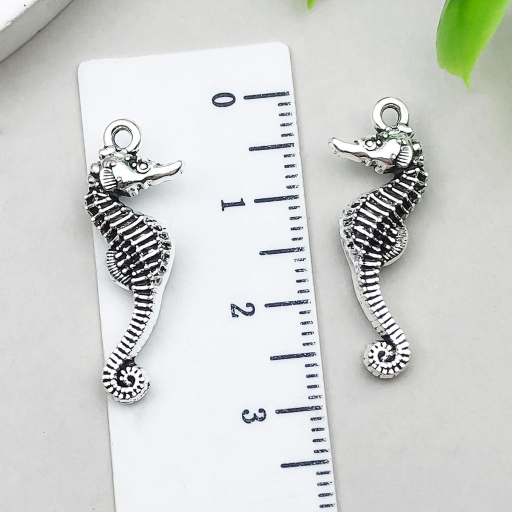 Antique Silver Ocean Starfish, Seahorse & Shark Pendant Charm for DIY Jewelry