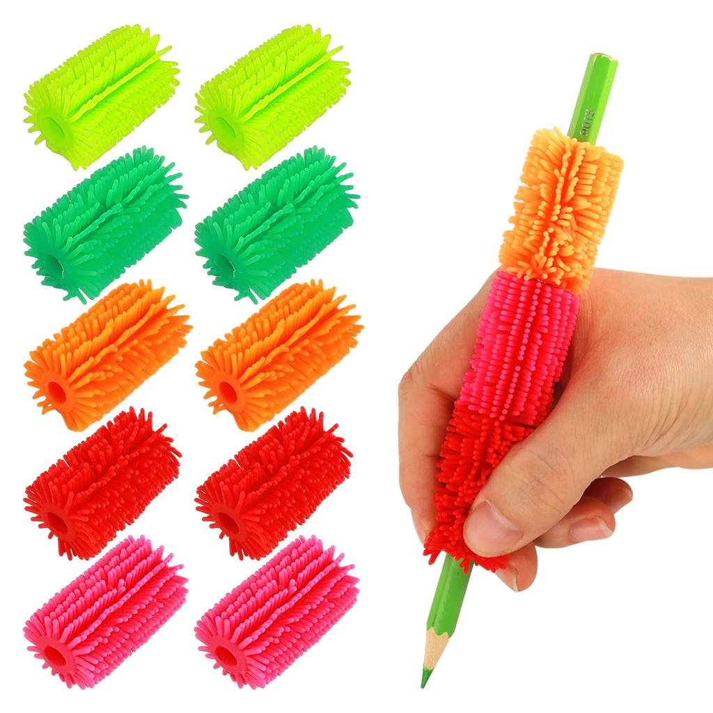 10Pcs Colorful Furry Portable Pen Case Squeeze Stress Relief Music Fun Creative Novelty Prank Decompression Toys Adults Kids