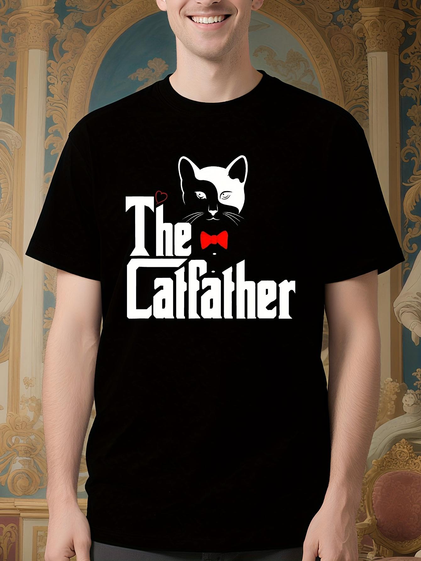 Funny Cat Dad Gift - The Catfather Graphic Tshirt with Re... S