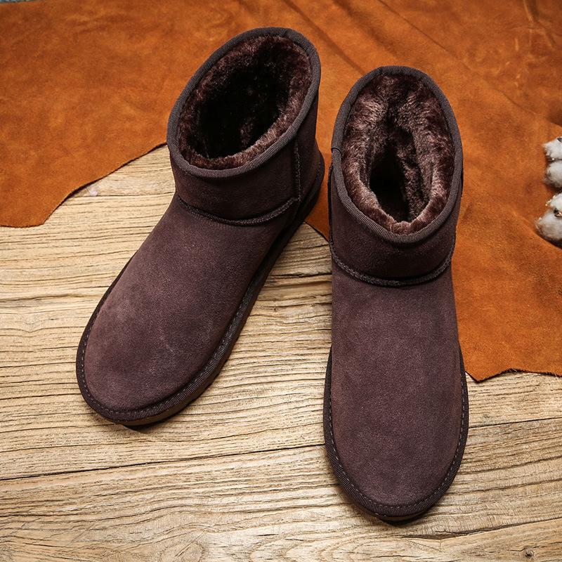 Men's Plush Velvet Padded Warm Winter Thick Bottom Heightened Home Leisure Hiking Indoor Shoes Snow Boots Cotton Boots
