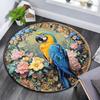 Colorful Parrot Round Area Rug,Carpet Rug for Living Room Bedroom Sofa Playroom Decor,Non-slip Floor Mat