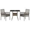 Garden Dining Set 3 Pcs Grey Poly Rattan