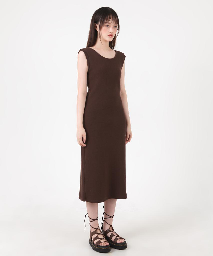 Catharsis Knitting Tank Tab Backless Long Dress Brown One Size
