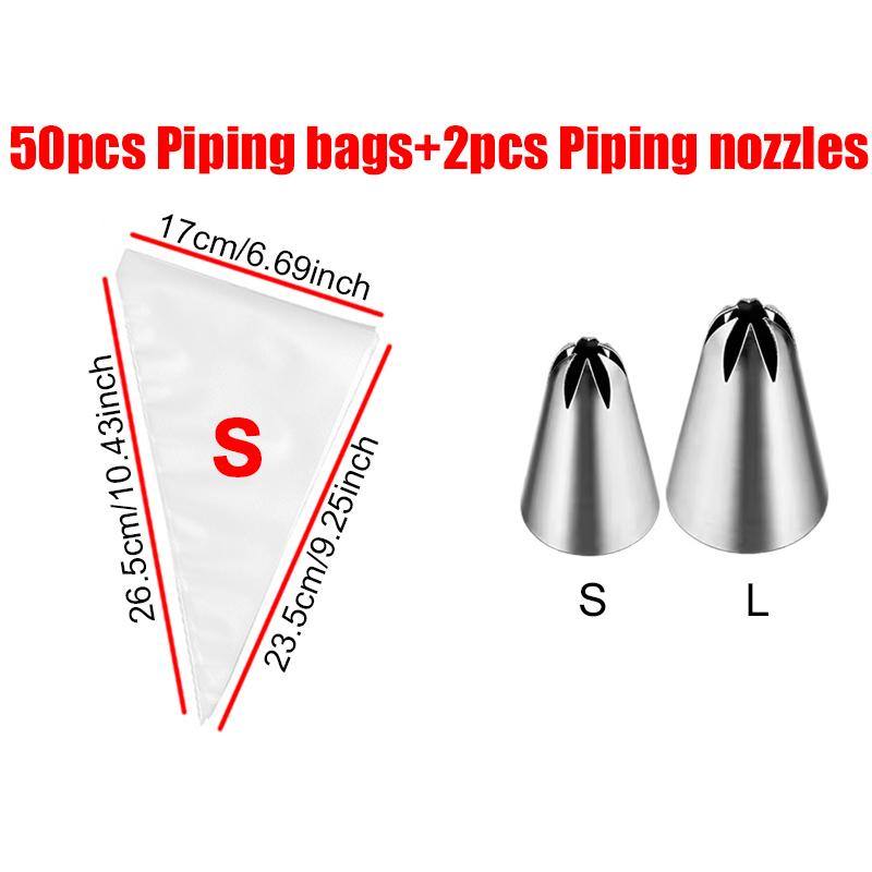 

Pastry Props Set Disposable Piping Bags with Stainless Steel Piping Nozzle Suitable for Cake Cream Bread DIY Baking Supplies ZYF