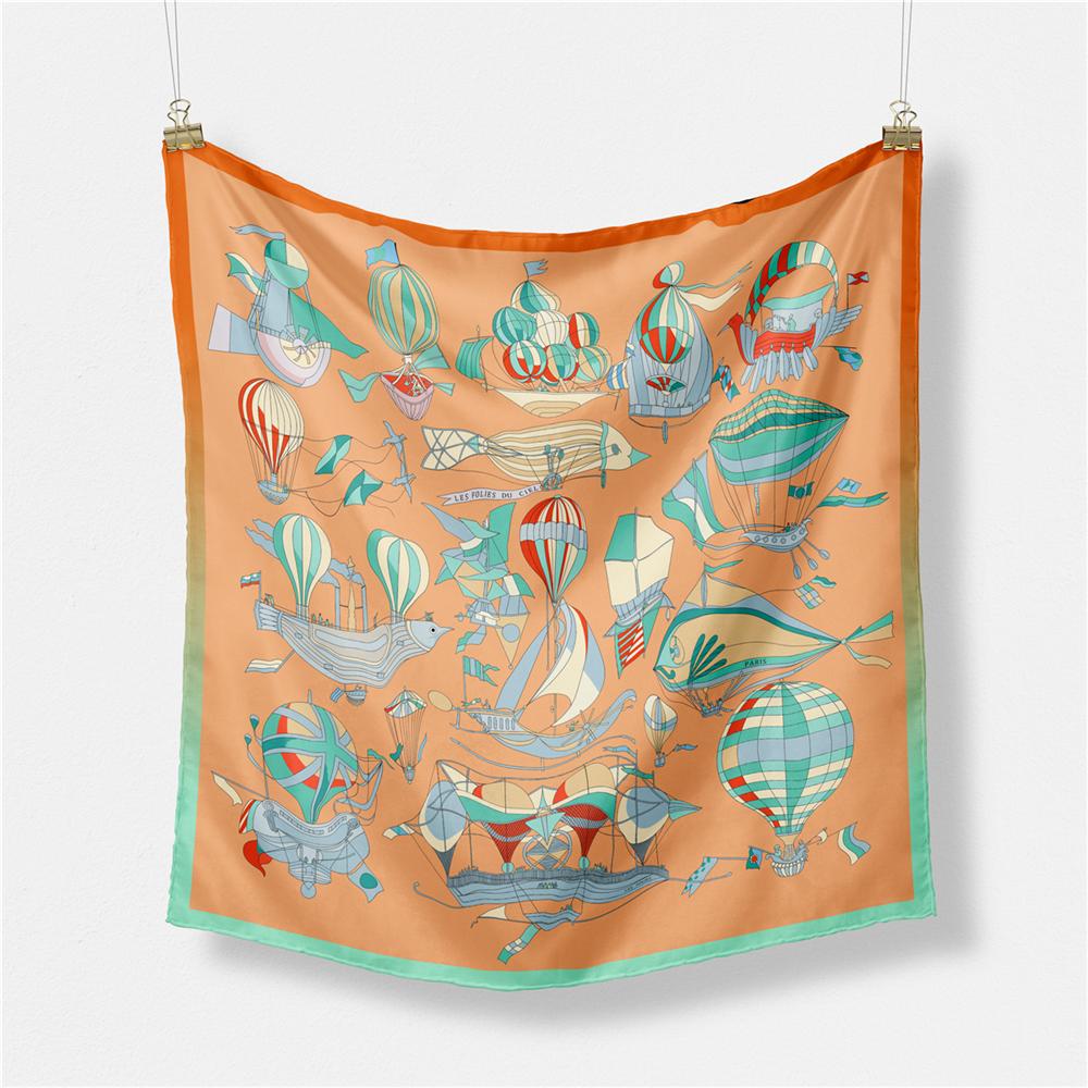 Twill Silk Scarf Women Indian Tiger Print Square Scarves Wraps Bandana Small Hijabs Silk Foulards Tie Headband Neckerchief 53CM