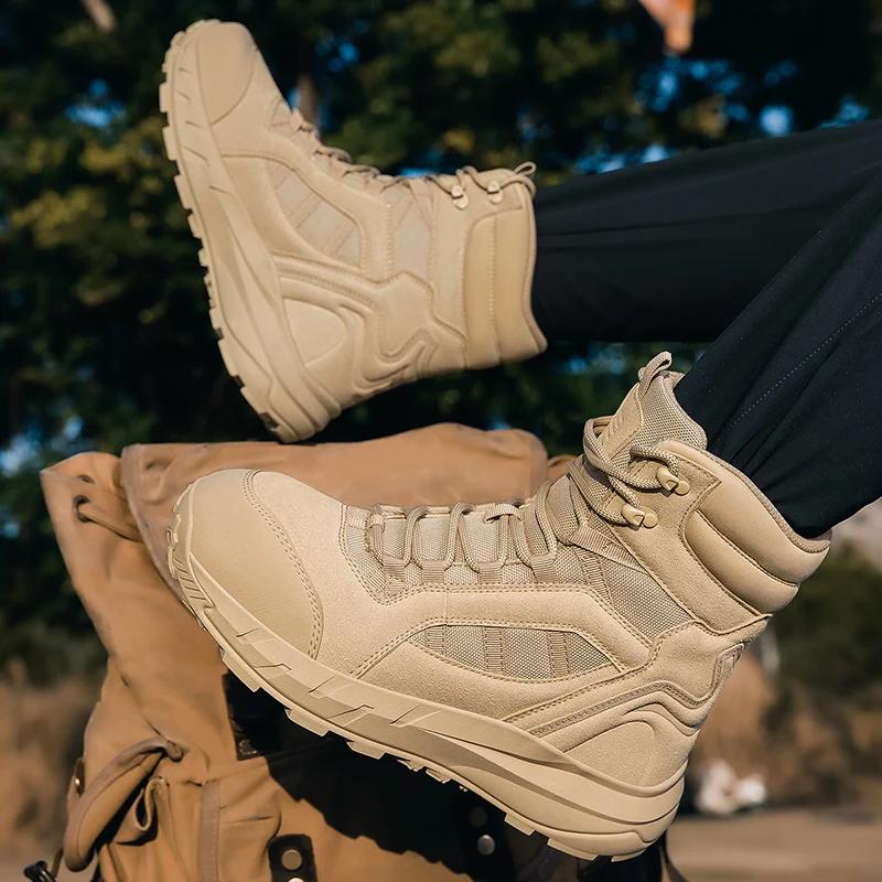 Fashion 2025 Fashion Men's Desert Combat Boots Outdoor Hiking Shoes Men Hunting Work Safty Shoes Men's Short Boots Ankle Boots