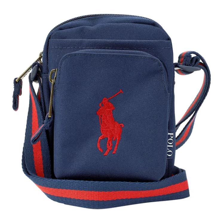 Polo Ralph Lauren Embroidered Logo Polo Pony Pattern Polyester Shoulder Bag Kids Bags Navy-Blue 9AR011BCV