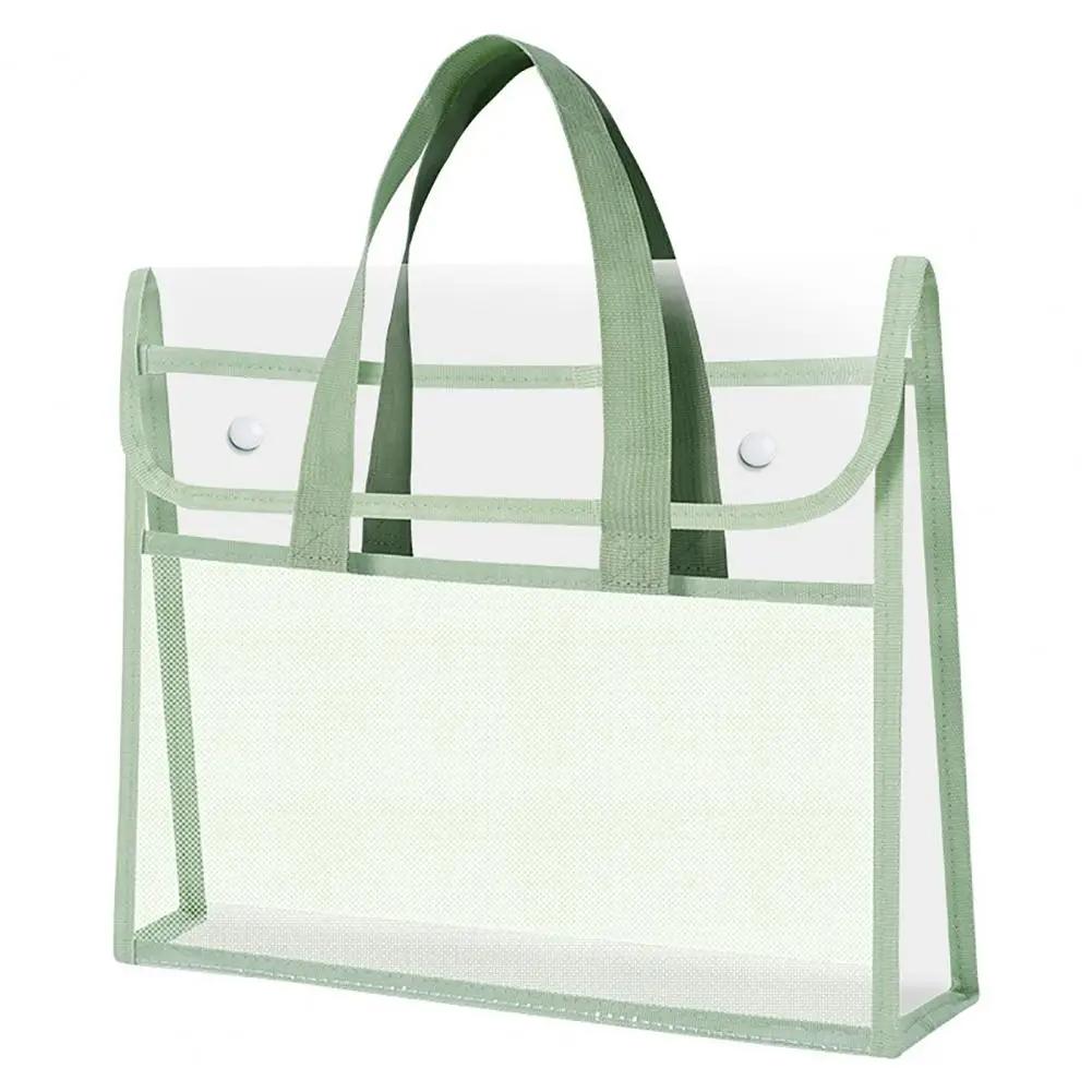 Expandable Transparent Plastic File Folder Waterproof A4 Letter Size File Pouch Portable Documents Tote Bag for Office School