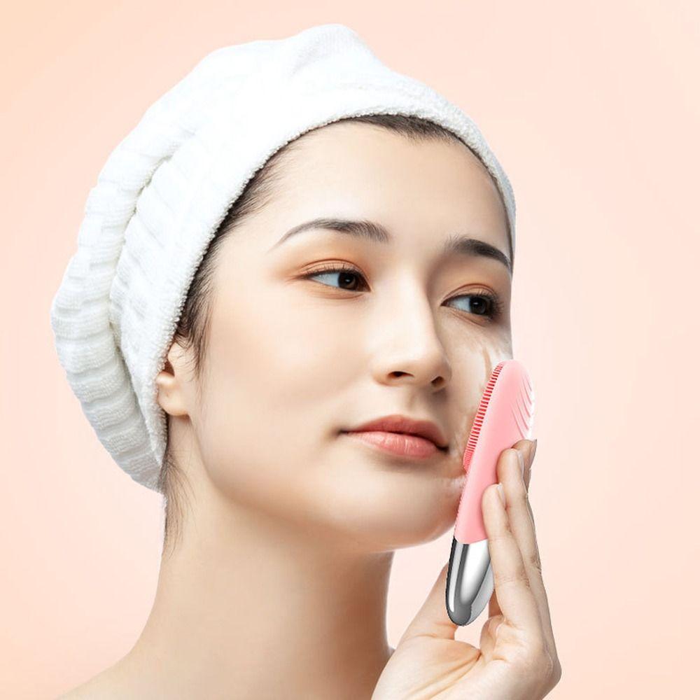USB Rechargeable Silicone Facial Cleansing Brush Deep Pore Cleaning Vibrating Facial Massager  Home