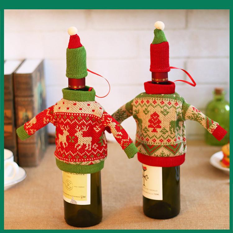 Weihnachtsflaschen Weinpullover Hüte Dekorationen Atmosphärensetzende Requisiten Geschenk