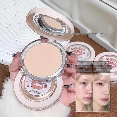 JONBOS Lightweight Powder Foundation: Long-lasting, Oil Control, Smoothing, Waterproof, Concealing, for Wet & Dry Use.