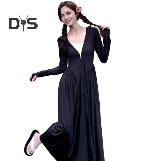 Femeii haine de protecție solară cu glugă haina completă a corpului răcoritor cu protecție solară îmbrăcăminte cu mânecă lungă costum de baie acoperi rochie pentru vară plajă pescuit drumeții