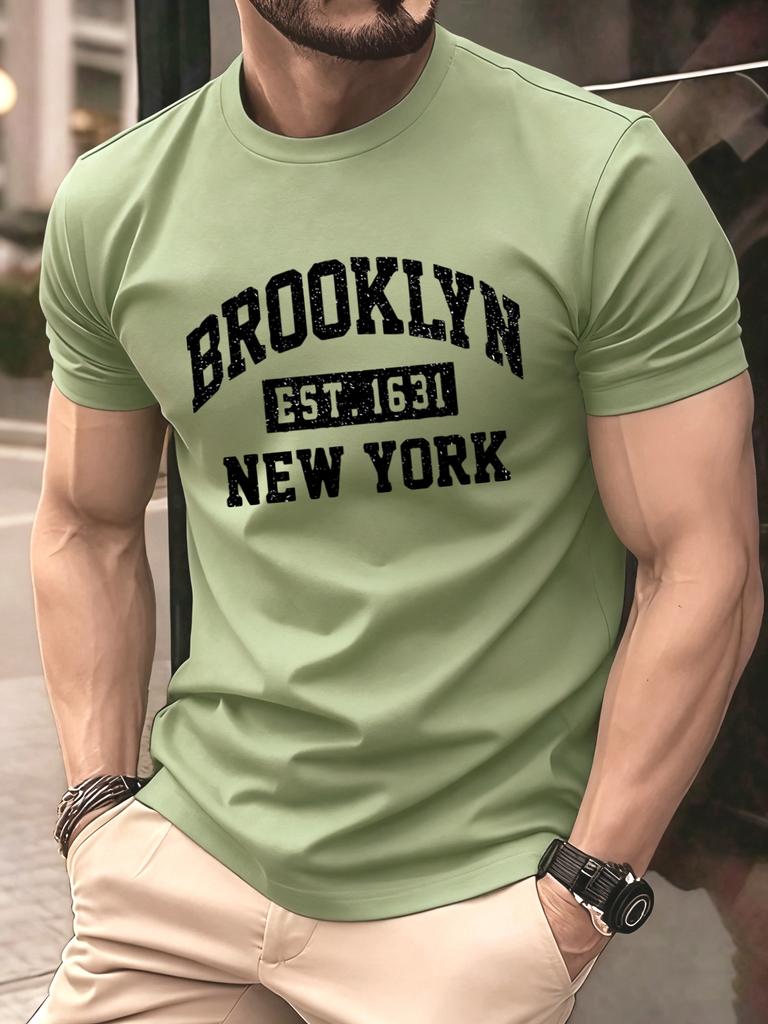 Brooklyn New York City Print T Shirt Men Fashion AllMatch Streetwear Crewneck Cotton Clothing Unisex Summer Loose TShirts