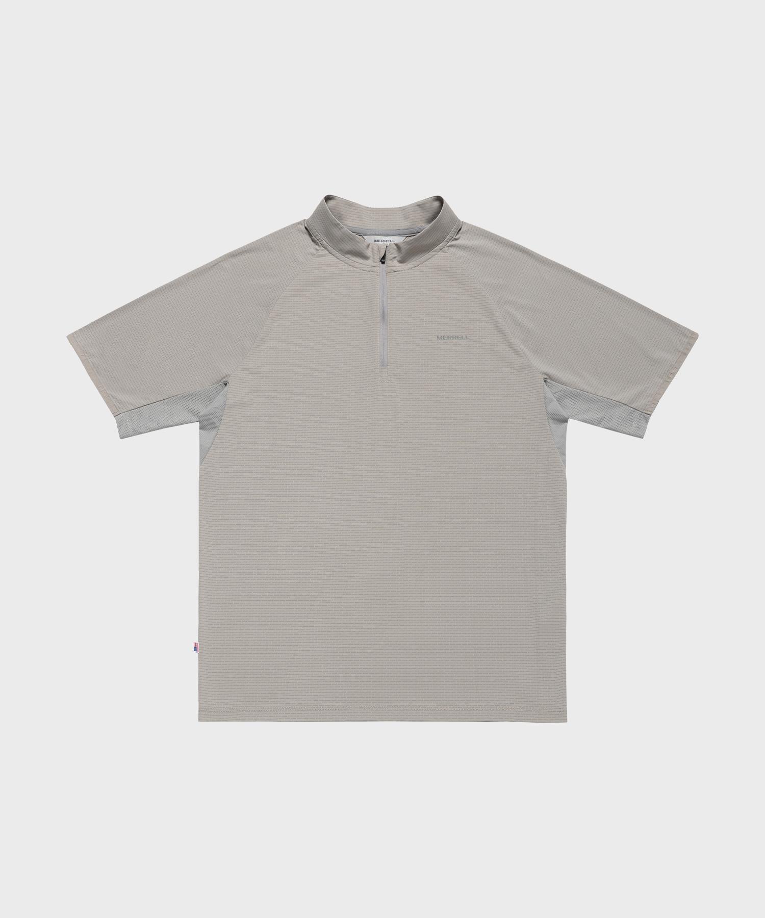 Merrell [Men] Hike Mesh Patch Half-Zip Short Sleeve T-Shirt Light Grey Light Grey/95