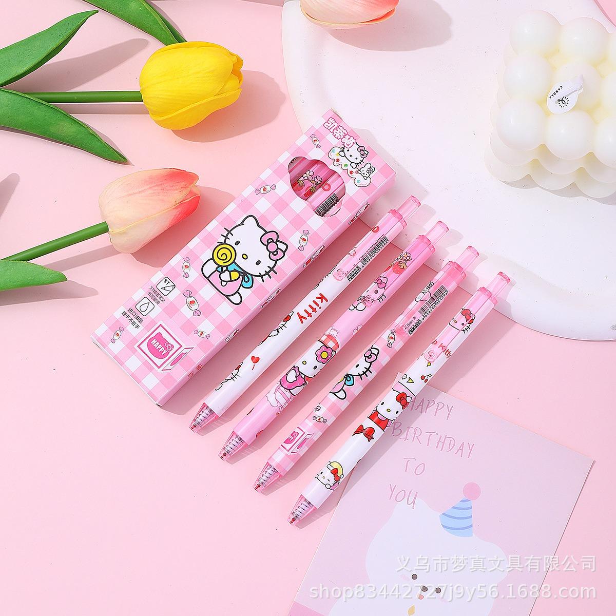 Ballet Bow St Tip Quick Dry Gel Pens Cute Pink Press Type Black Ink Cartoon Printing Pens