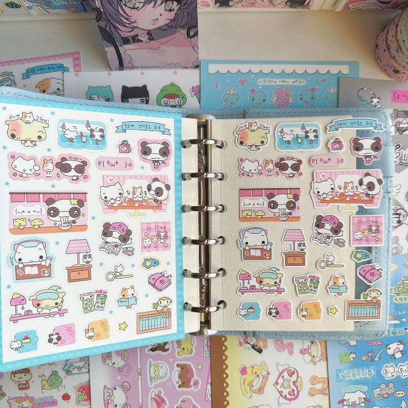Korean Cute Cartoon Animal Stickers INS Style DIY Scrapbook Sticker Set for Journal Diary Decoration