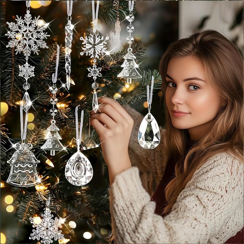 30pcs Christmas Tree Decorative Transparent Pendant Christmas Ice Dancer Pendant, Suitable for Crafts,Christmas Tree Decorations