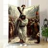 Jesus Carrying Cross Religious Blanket  Printed Blanket for Living Room Bed Couch Lunch Break Soft Cozy Blanket for Friend's Festival Gift
