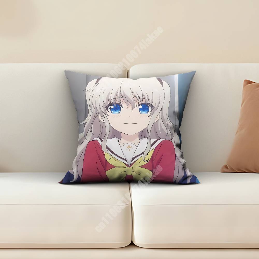 Charlotte Tomori Nao  Otosaka Yuu Pillow Cover Sofa Couch Cushion Case Creative Workspace Accent Home Decor