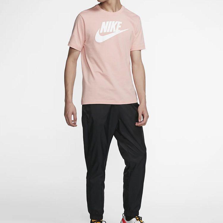 Nike T Shirts Men's Coral Powder Crew Neck Moderate Straight Fit AR5005-648