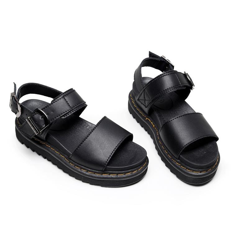 Sandali taglia grande donna popolari estivi nuovi europei e americani punta tonda tinta unita muffin suola morbida romani scarpe da spiaggia sandali platform