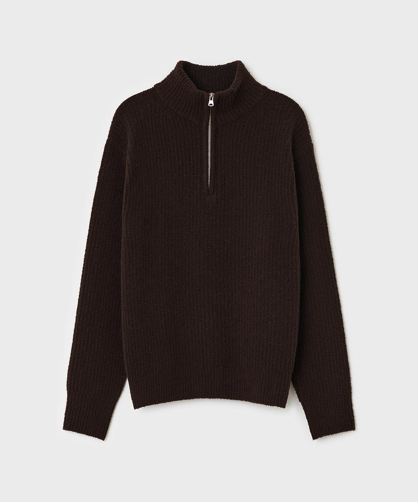 Bellie Lumpy Half Zip Sweater - Deep Brown
