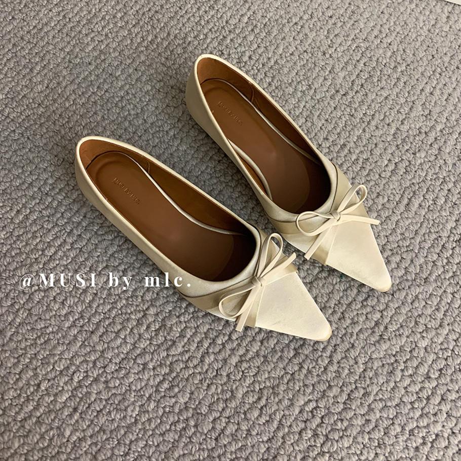 Fashion Bailamos Spring New Women Flats Fashion Pointed Toe Shallow Slip On Dress Shoes Low Heel Single Shoes Ballet Shoes Mujer